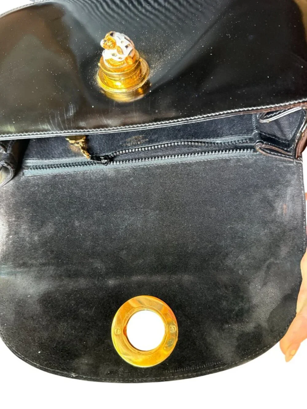 Gucci Black Patent Leather Top Handle Bag RARE VINTAGE